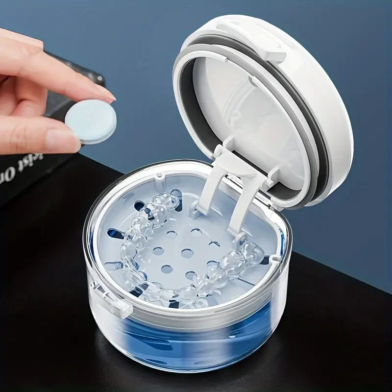Portable Invisalign & Denture Storage Case  Orthodontic Retainer Container Box with Ventilation Holes for Travel & Home Use