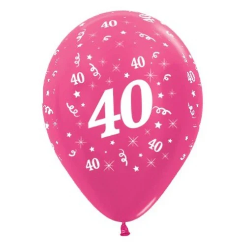 Balloons Age 40 Fuchsia Metallic - Pack of 6