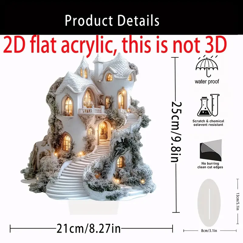 Charming White Winter Snow House Acrylic Tabletop Decor