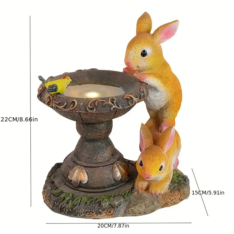 1pc, Outdoor Solar Light, Creative Double Rabbit Drinking Decoration