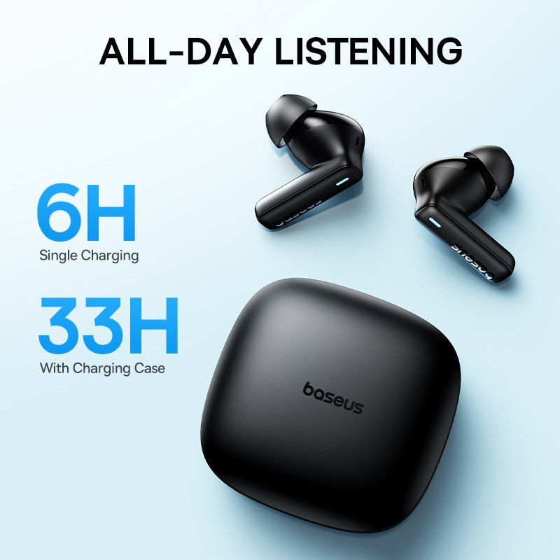 Baseus Bowie E19 Wireless Earphones Bluetooth 5.3, Big Bass, 12mm Drivers, IPX5 Waterproof with 33H Battery Life