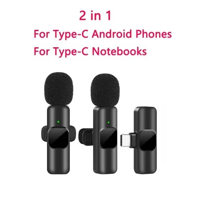 Wireless Lavalier Microphone  Portable Mini Mic for iPhone, Android