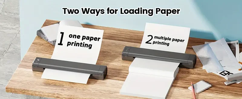 8.5" x 11" Wireless Portable Thermal Printer - Compact Inkless Mobile Printer for Home, Office, Business Travel - Compatible with Phone & Laptop, Gray, Support US Letter Size