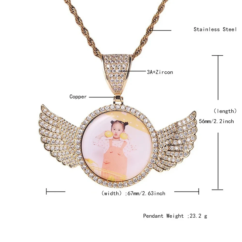 Angel Wings Photo Frame Necklace