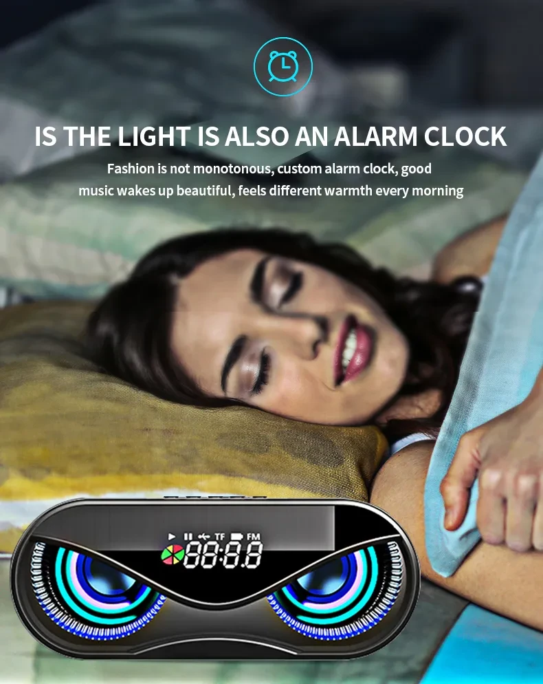 Colorful lights, dual speakers, digital buttons,