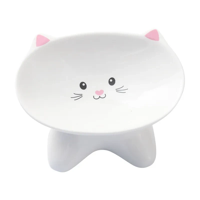Ceramic Small Cat Face Shape Pet Food Bow