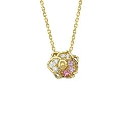 Cartoon Piglet Pendant Flower Necklace