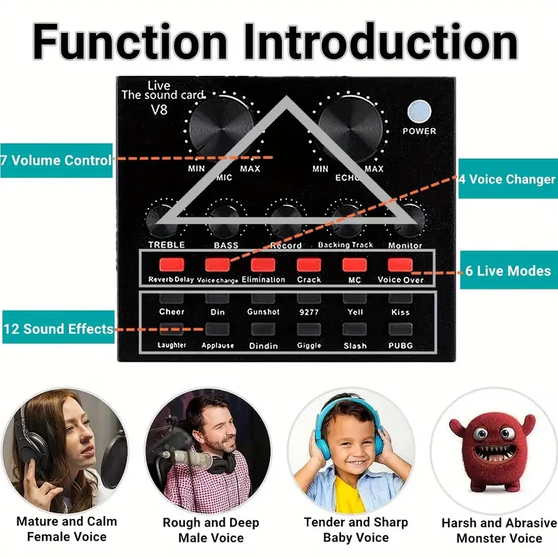 Complete Podcasting Studio Bundle - BM800 Mic with V8 Sound Card