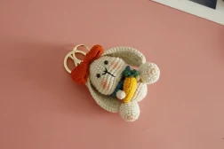 Exquisite Wool Crocheted Rabbit Pendant