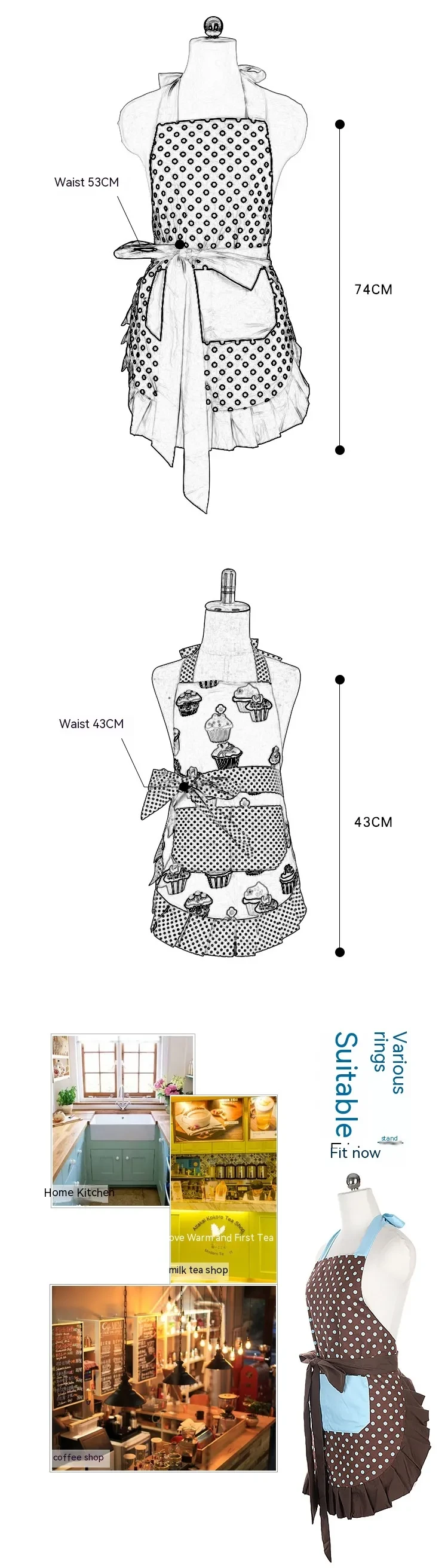 Printed Apron Antifouling Supermarket Overalls Women's Kitchen