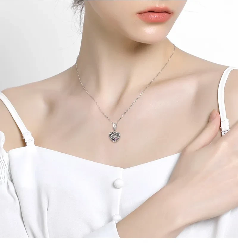 Tree Spreading Heart Shaped Beads S925 Sterling Silver Hollow Pendant Bracelet DIY Accessories Pendant
