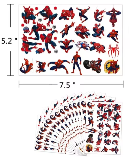 Disney Spiderman Tattoo Sticker Children's Birthday Party Decora Disney Marvel Sticker Action Figure Sticker Cartoon Kids Gift