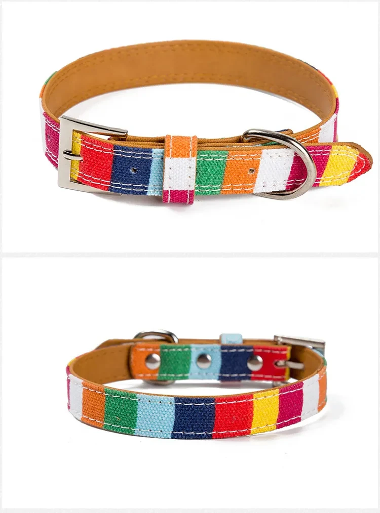 Leather Pet Dog collar Designer perro Collar Size S M L Leather Plain collar for big small dog Colorful Rainbow pu Dog collar
