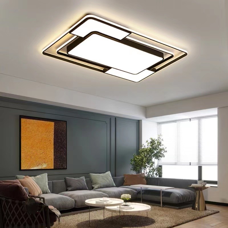 Modern LED Ceiling Lamp - Nordic Square Chandelier for Living Room, Dining Room, Bedroom