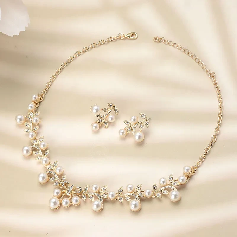 Pearl Bohemian Style Necklace Earrings Jewelry Set