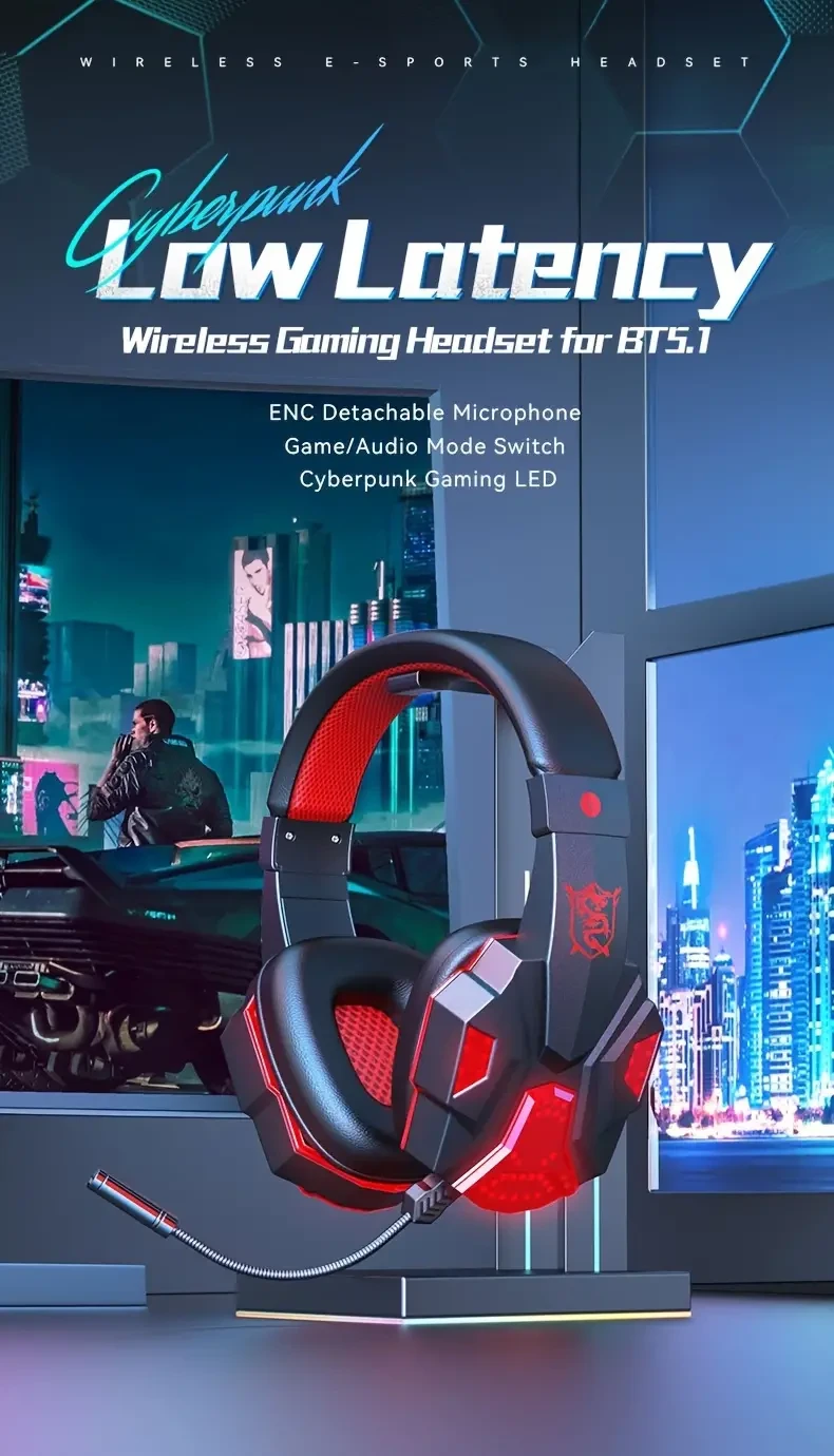 Wireless Wireless Gaming Headphones With Microphone, Suitable For Mobile Phones And Laptops, Worn On The Head.