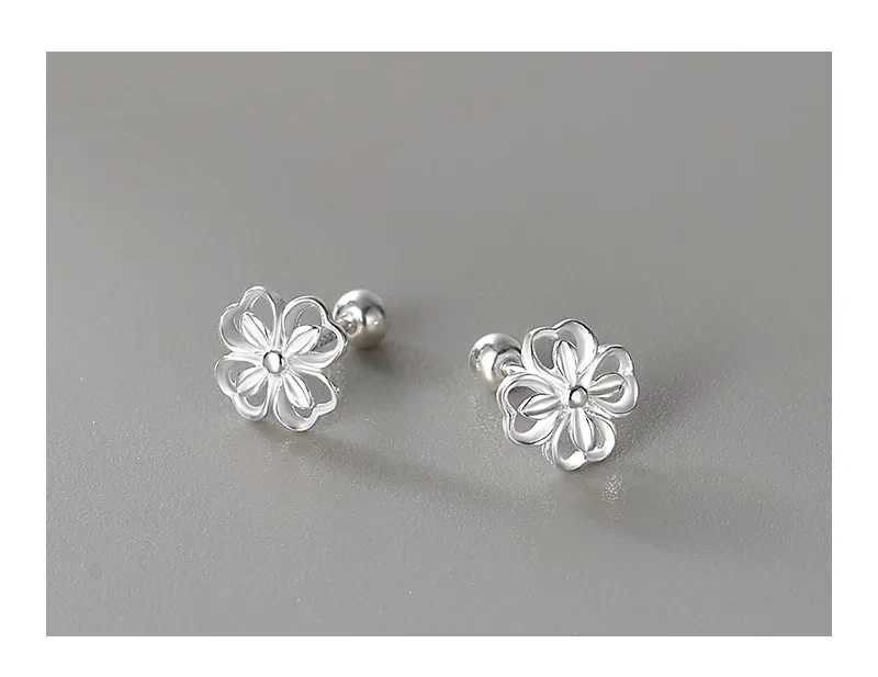 Silver Flower Ear Bone Stud Earrings