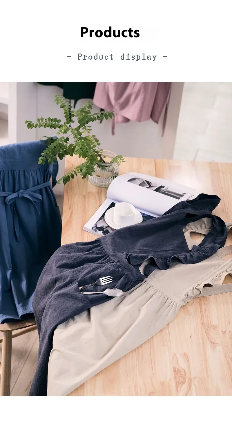 Shoulder Strap Flounce Apron Waterproof Cotton Baking Kitchen