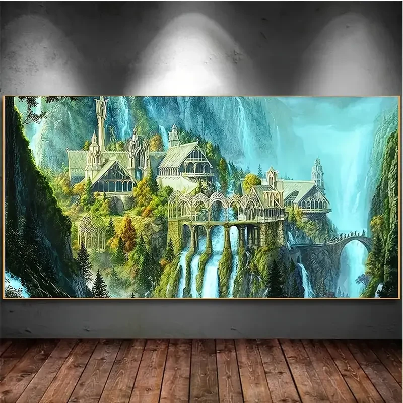 5D Artificial Diamond Art Painting Castle, Large Rhinestones Painting