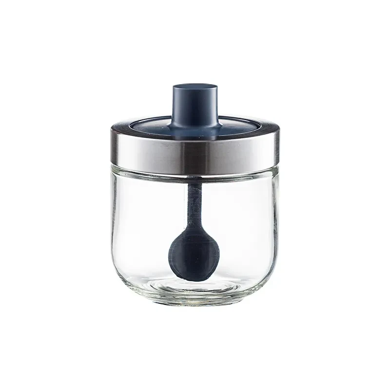 Household Kitchen Glass Spoon Cover Integrated Seasoning Jar