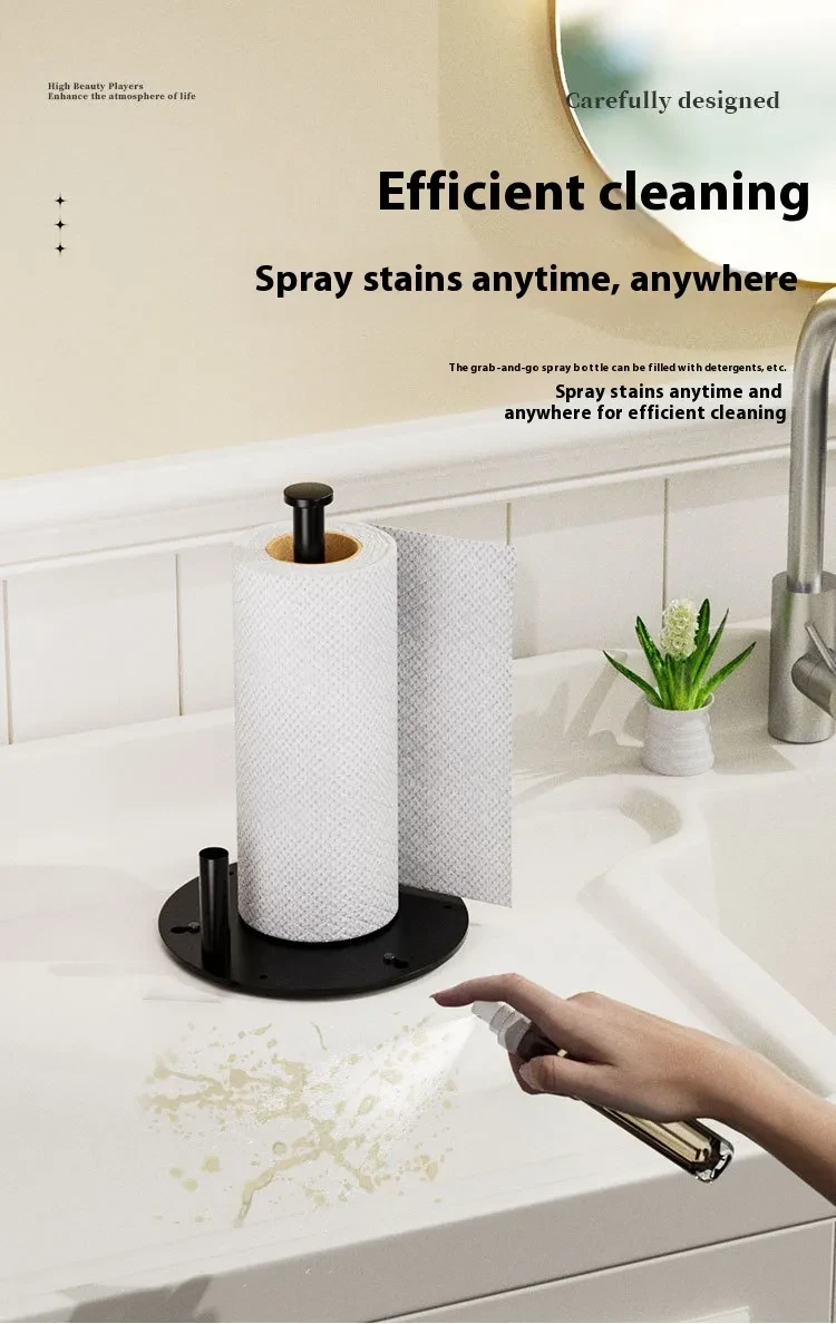 Kitchen Countertop Vertical Tissue Holder With Spray Bottle