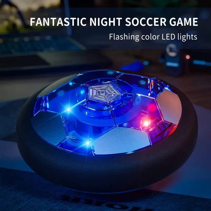 Floating Soccer Ball with LED Lights, Rechargeable Air Football with Foam Bumper, Sports Toy for Boys and Girls, PP Material, Blue - Ideal Gift for Soccer Enthusiasts