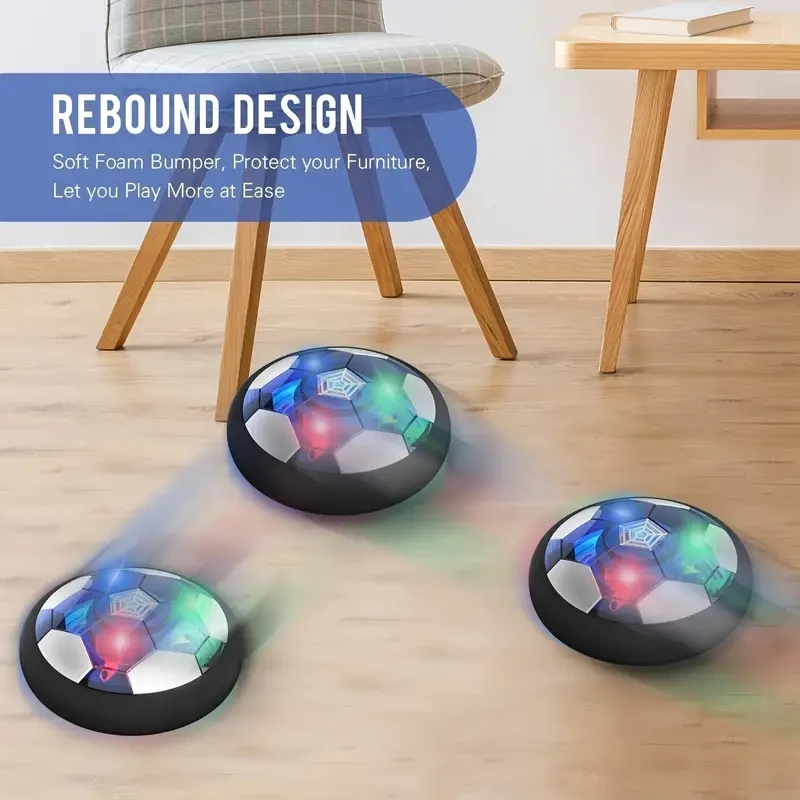 Floating Soccer Ball with LED Lights, Rechargeable Air Football with Foam Bumper, Sports Toy for Boys and Girls, PP Material, Blue - Ideal Gift for Soccer Enthusiasts