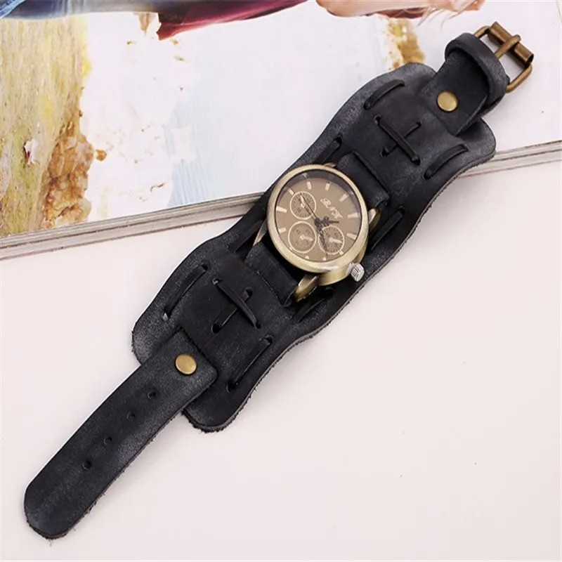 Retro Punk Cowhide Men's Wrist Watches