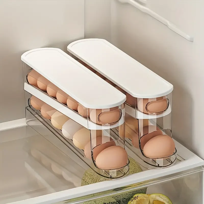 1pc Rolling Egg Storage Box, Double Layer Automatic Egg Roller