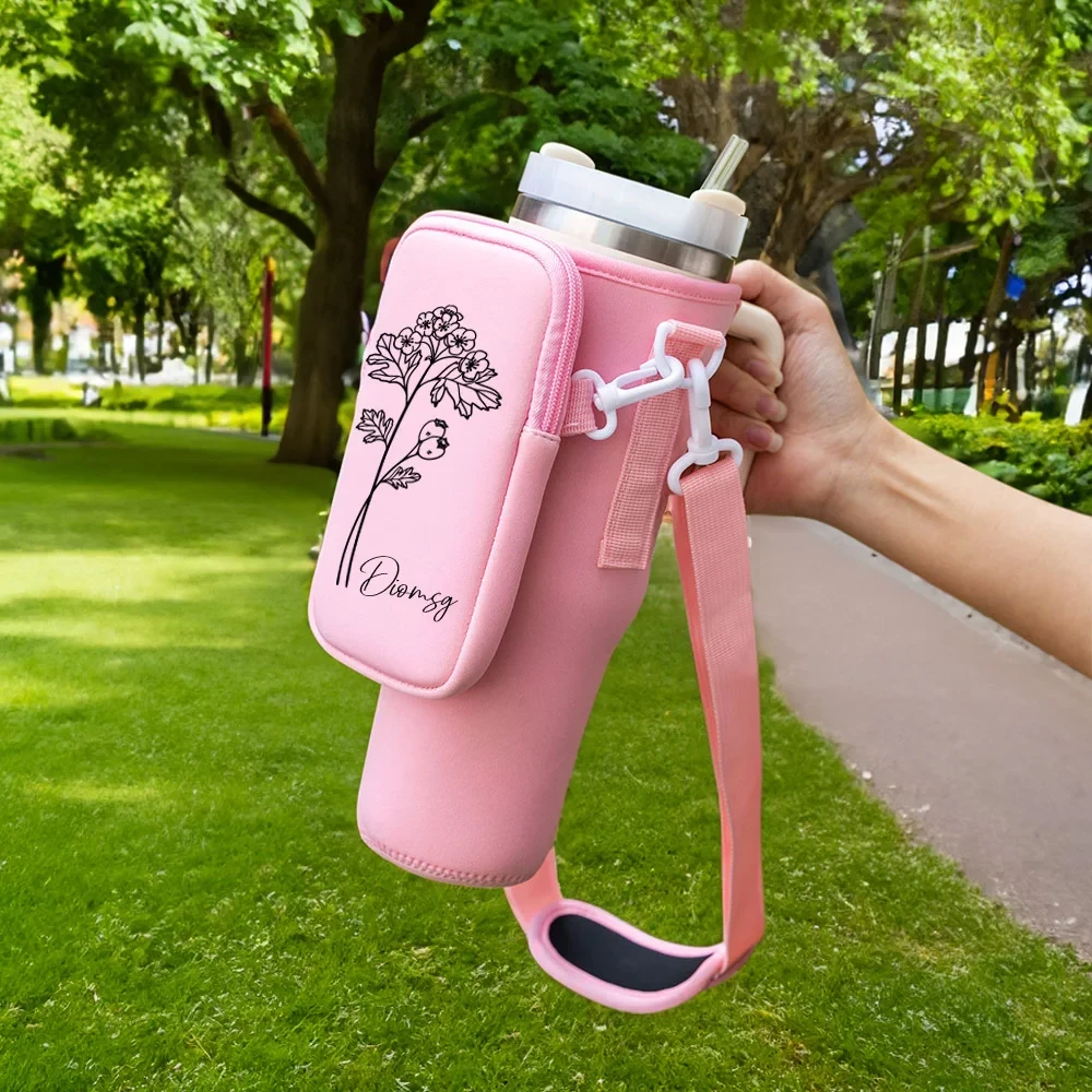 Water Bottle Carrier Bag with Phone Pocket for Stanley Cup