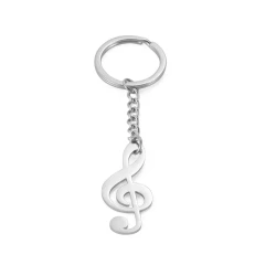 All-match Design Music Student Love Single Item Note Pendant Stainless Steel Key Ring