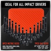 15pc Magnetic Hex Nut Driver Set 1/4" Shank SAE & Metric Power Drill Bit