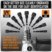 15pc Magnetic Hex Nut Driver Set 1/4" Shank SAE & Metric Power Drill Bit