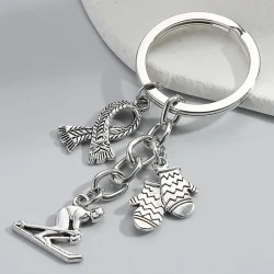 Winter Ski Scarf Gloves Sports Souvenir Gift Keychain