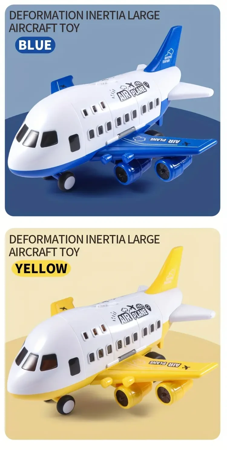 Transforming Airplane & Car Toy Set - Inertia-Powered, Colorful Storage Vehicle for Youngsters - Perfect Gift for Christmas, Halloween, Birthdays