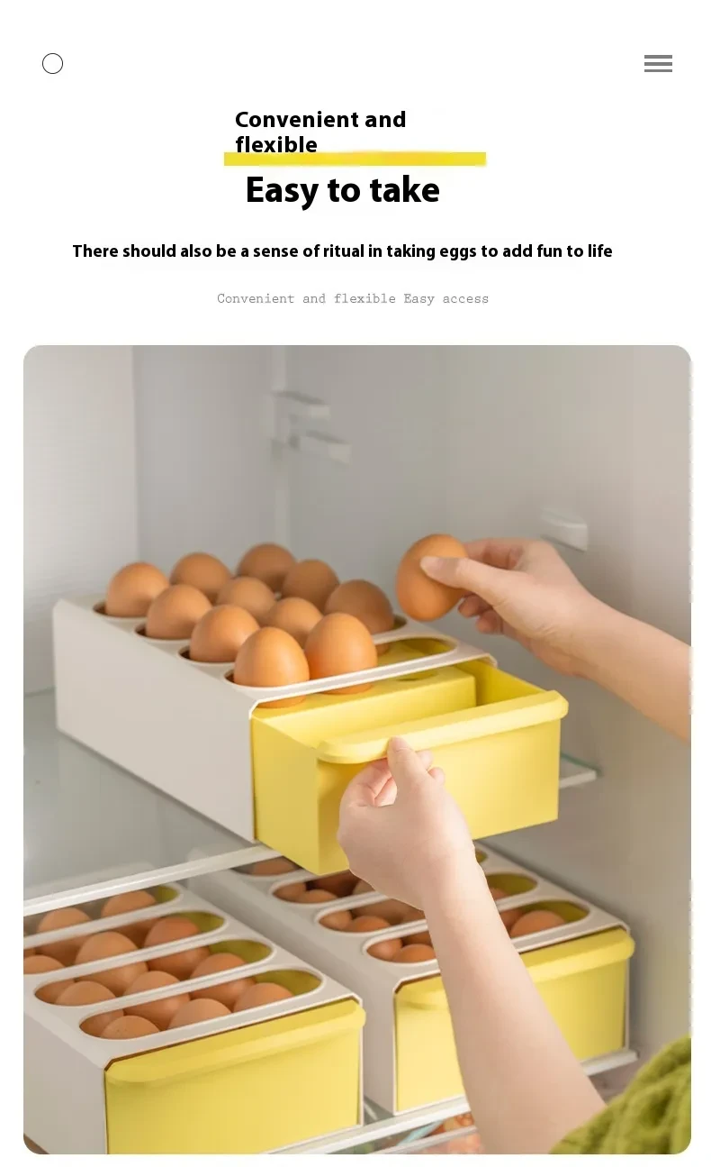 Household Kitchen Drawer-styled Fresh-keeping Egg Storage Box
