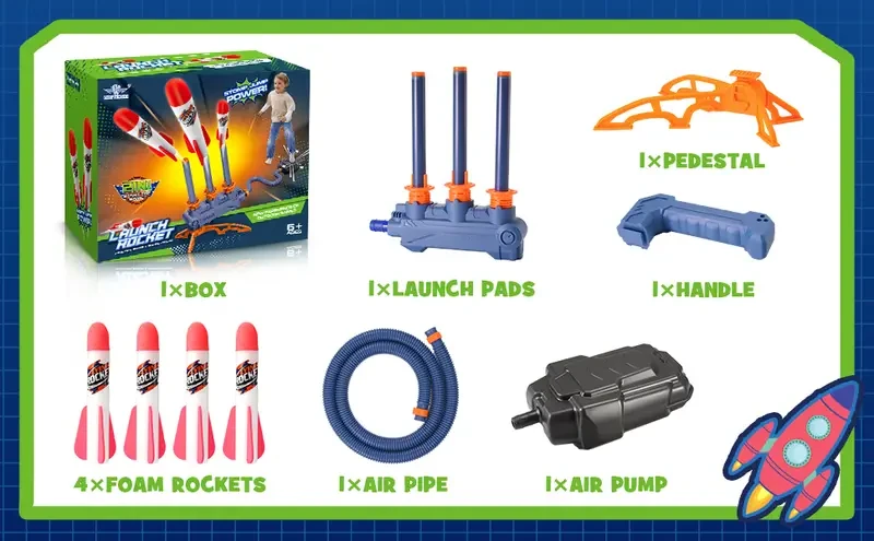 Toy Rocket Launcher 2-in-1 Continuous Shots Launcher Design, Jump Rocket Launcher With 6 Foam Rockets, Fun Outdoor Toy For Boys Girls Halloween Christmas Gifts