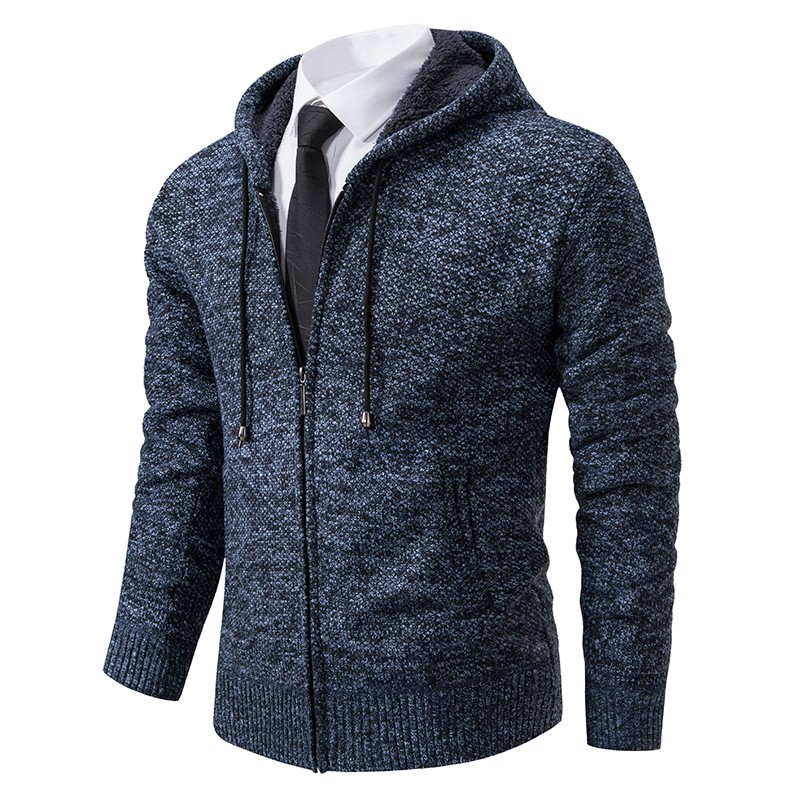 Men's Solid Color Stand Collar Fleece Sports Coat