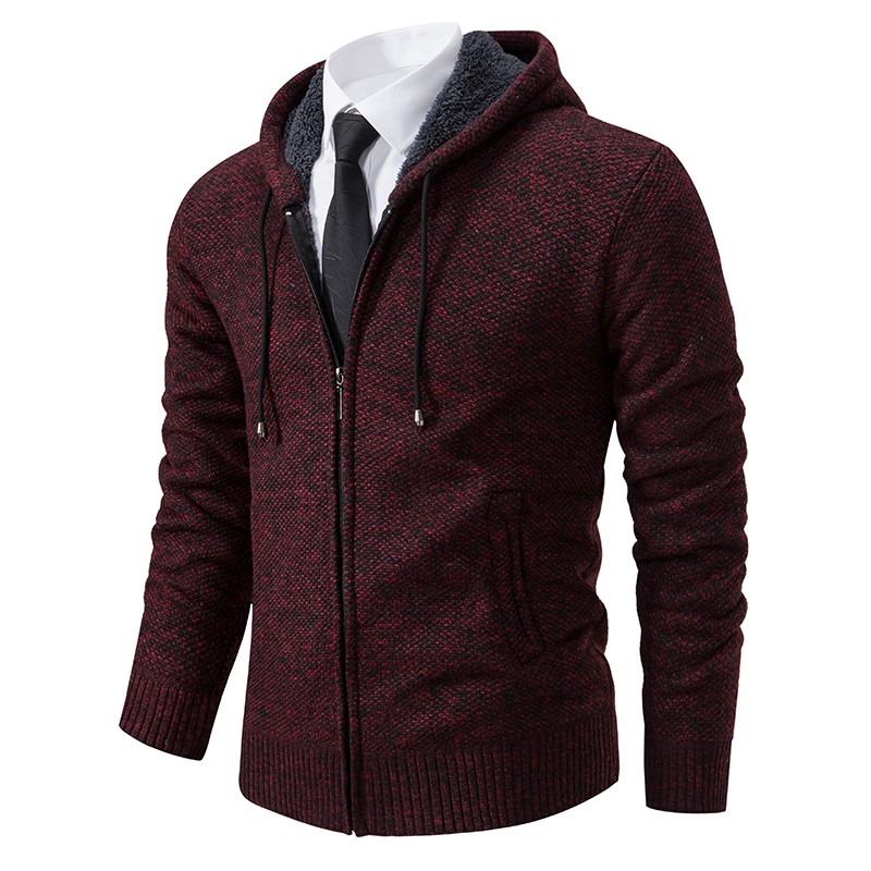 Men's Solid Color Stand Collar Fleece Sports Coat