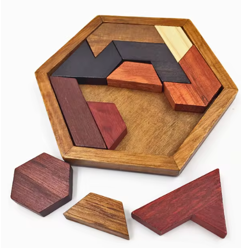 Hexagonal Wooden Puzzles IQ Game