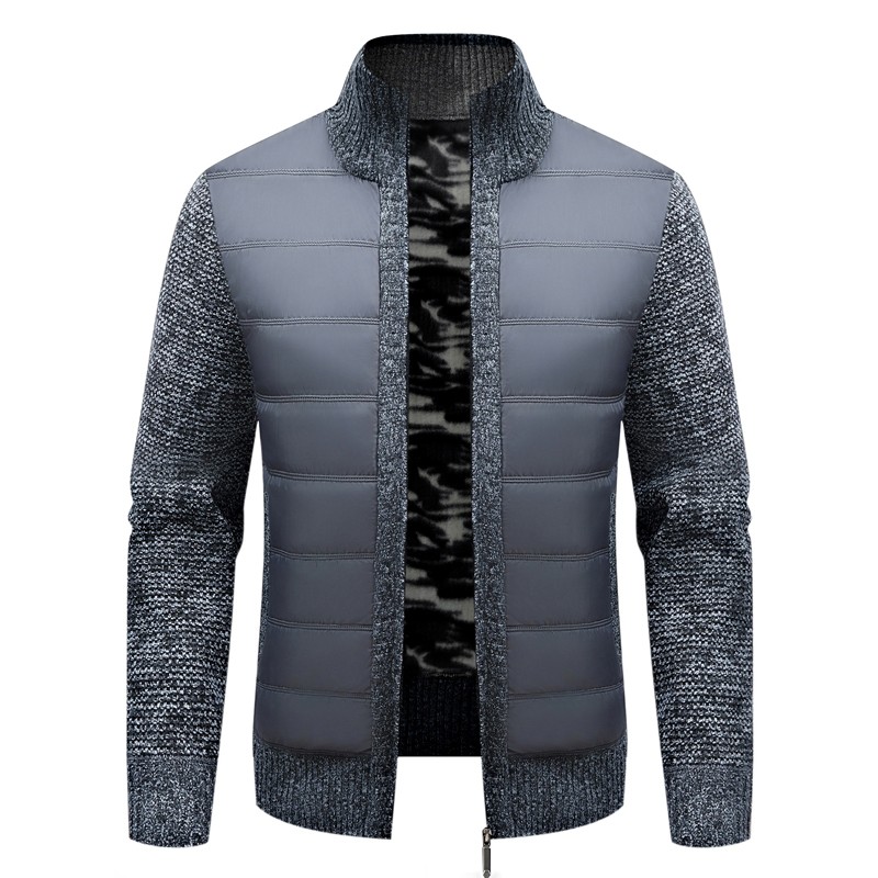 Mens Winter Warm Fleece-Lined Cardigan Jacket