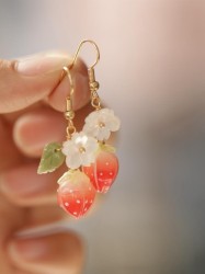 Rose Epoxy Long Earrings Handmade