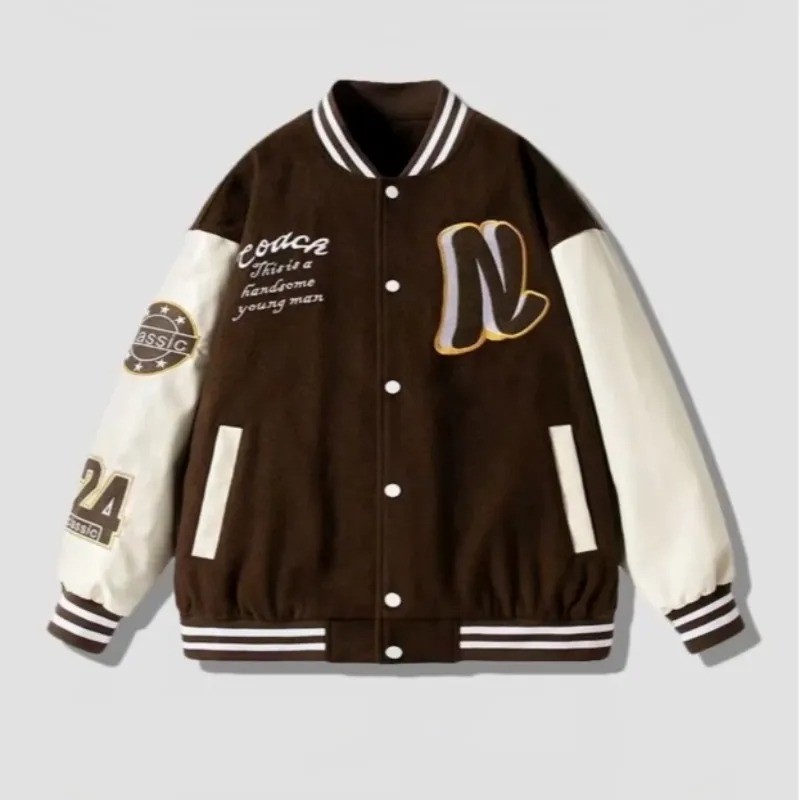 Street Letter Embroidered Baseball Jacket for Men
