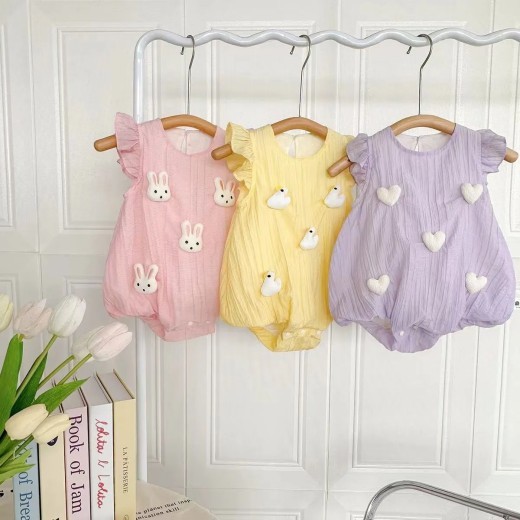 Infant Rompers Flounced Sleeve Triangle Rompers