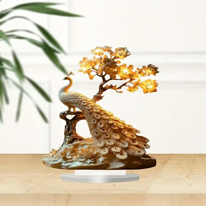 1pc, Peacock Acrylic Tabletop Display Stand, Bohemian Style