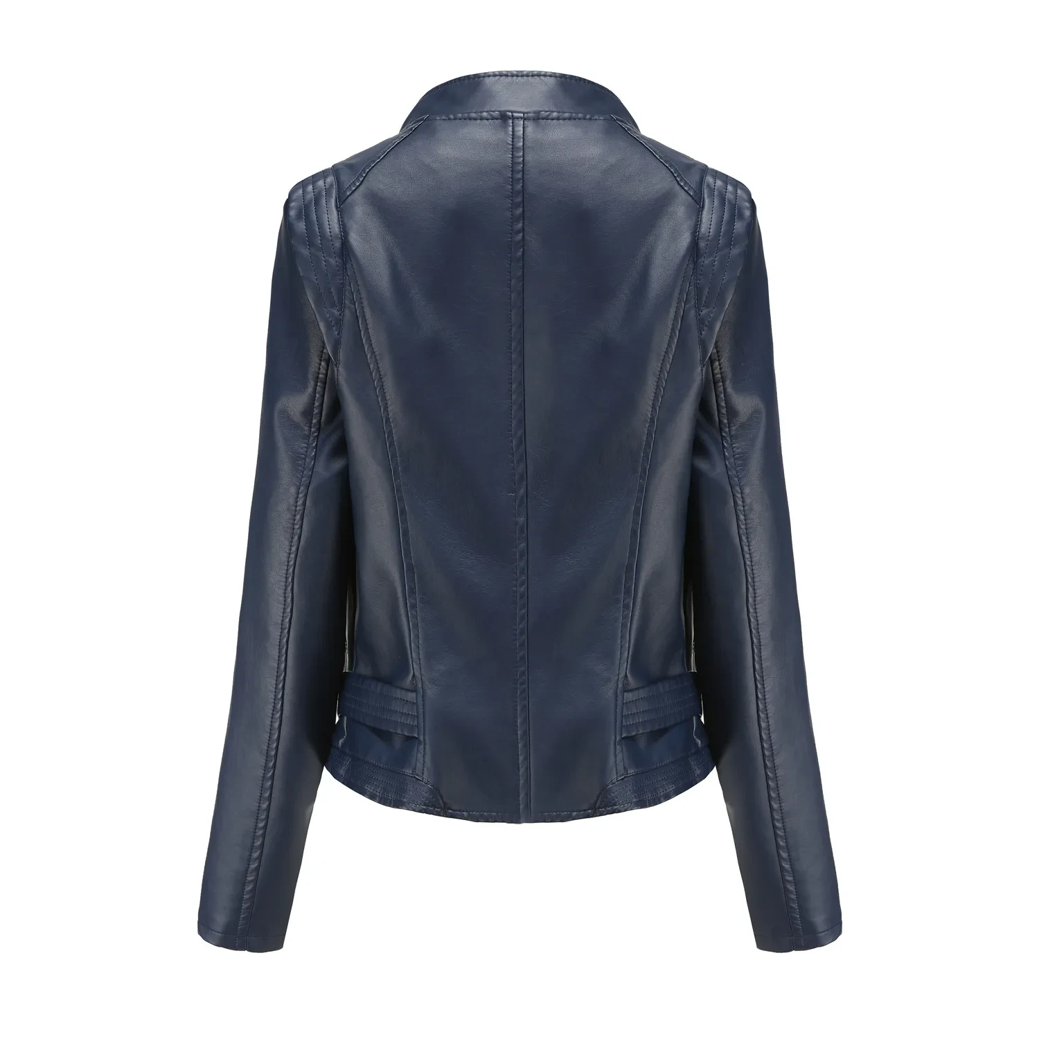 PU Lapel Women Slim-fit Leather Coat Women