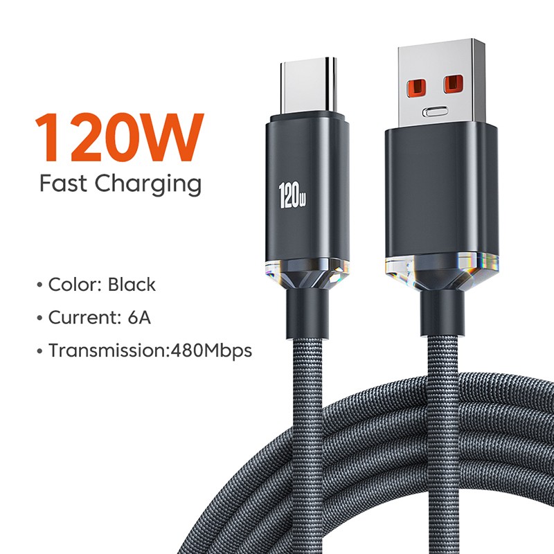 120W 6A Fast Charge USB Type-C Cable - Quick Charge Data Cable