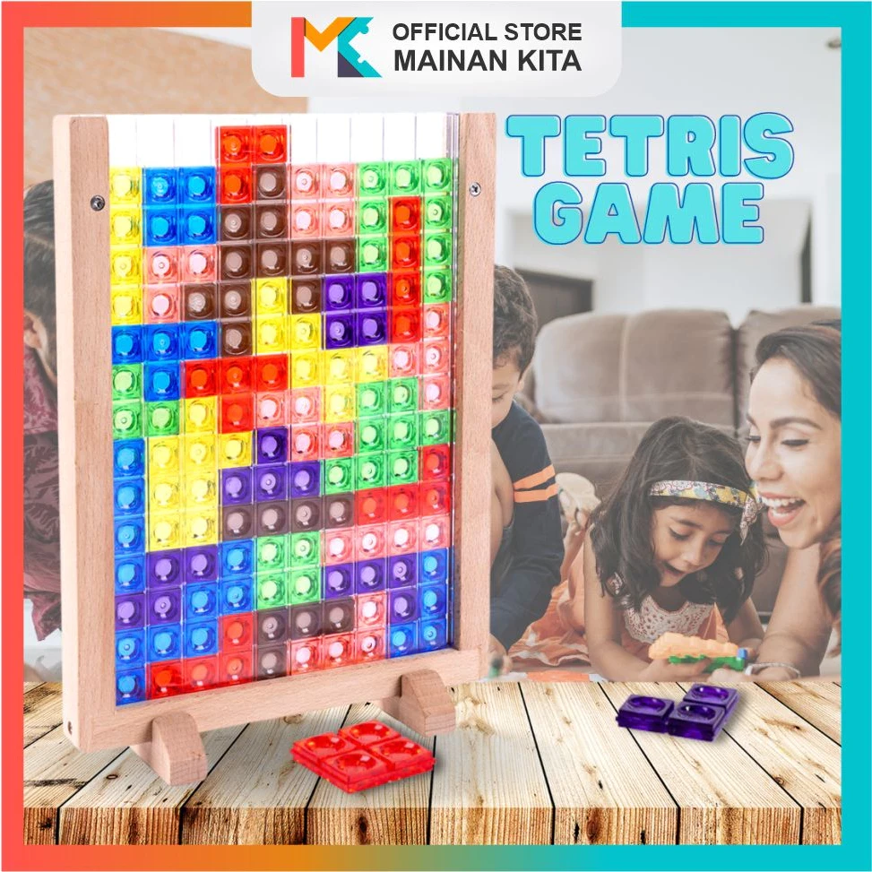 MK115 Educational Toys for Children 4-6 Years Creative 3D Wooden Tetris Board Game | Building Block Puzzle