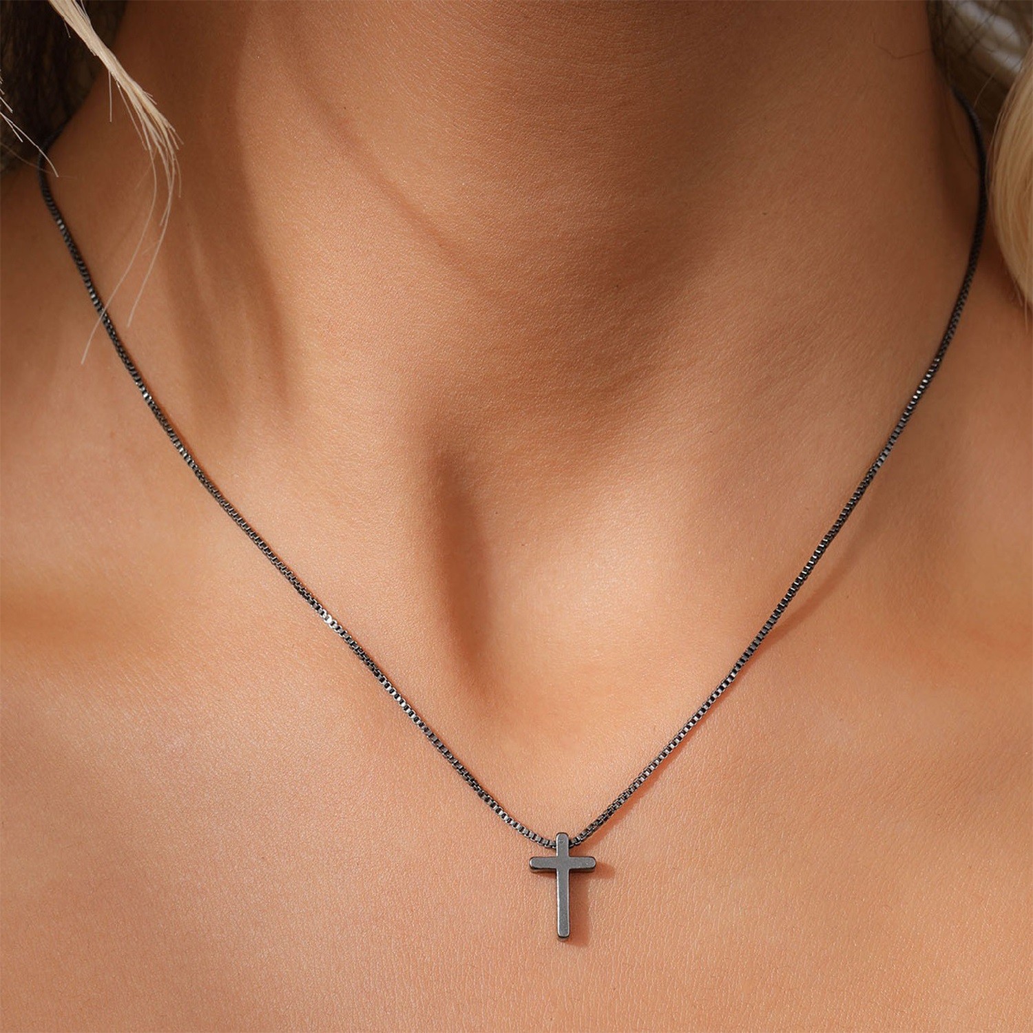 Fashion Silver Color Cross Pendant Necklace