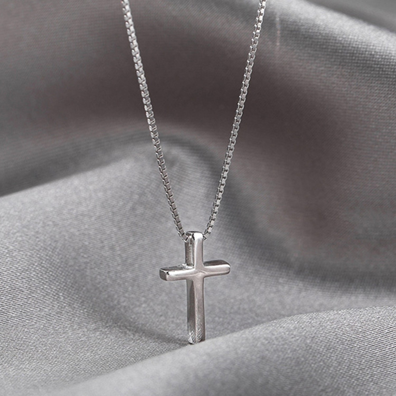 Fashion Silver Color Cross Pendant Necklace